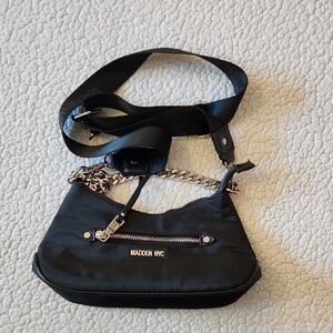 Madden NYC Black Nylon Y2K Inspired Crossbody Bag Chain Strap